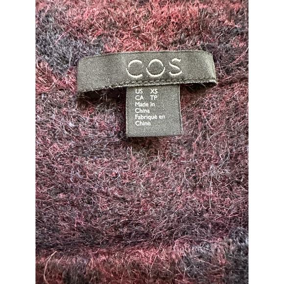 COS Knitted Mohair-Wool Blend Sweater Dress - XS dark burgundy black fuzzy tunic - Picture 6 of 14